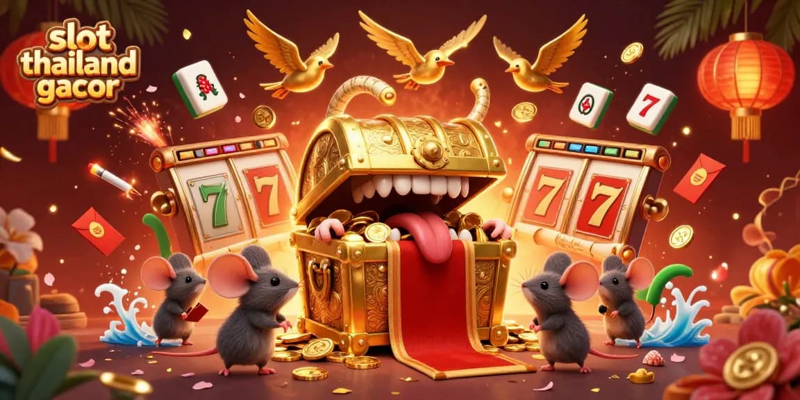 Experience the excitement of slot thailand gacor with a vibrant 3D scene capturing thrilling gameplay and lucky treasures.