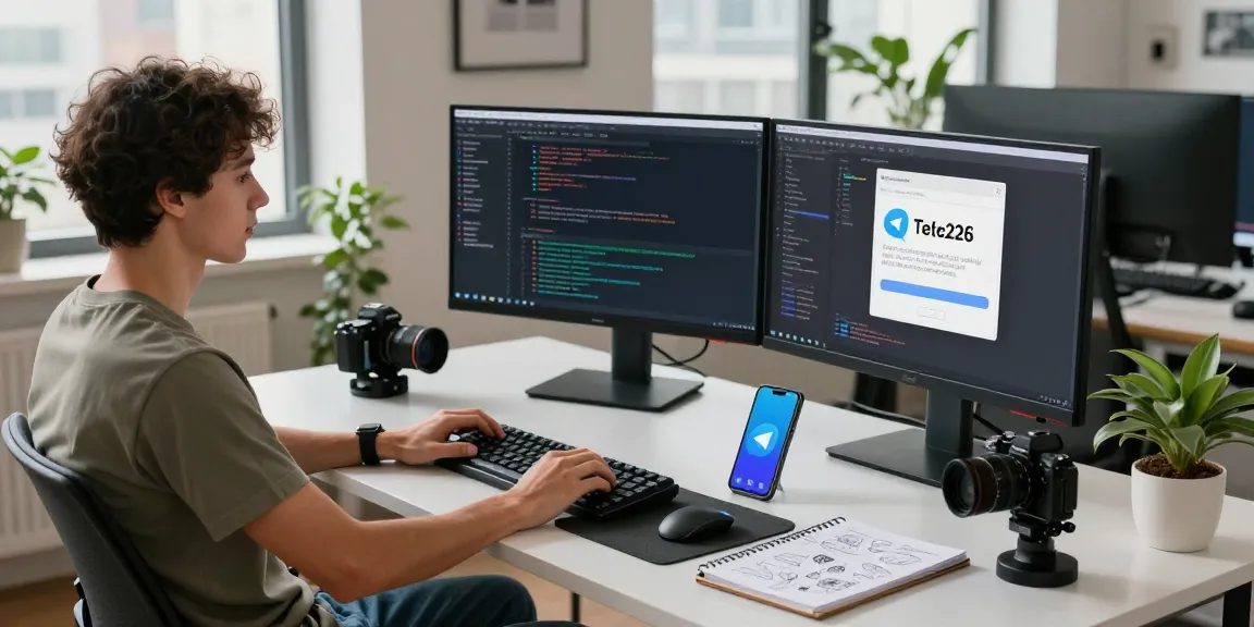 Developer experience showcasing Telegram Download in a modern tech workspace.