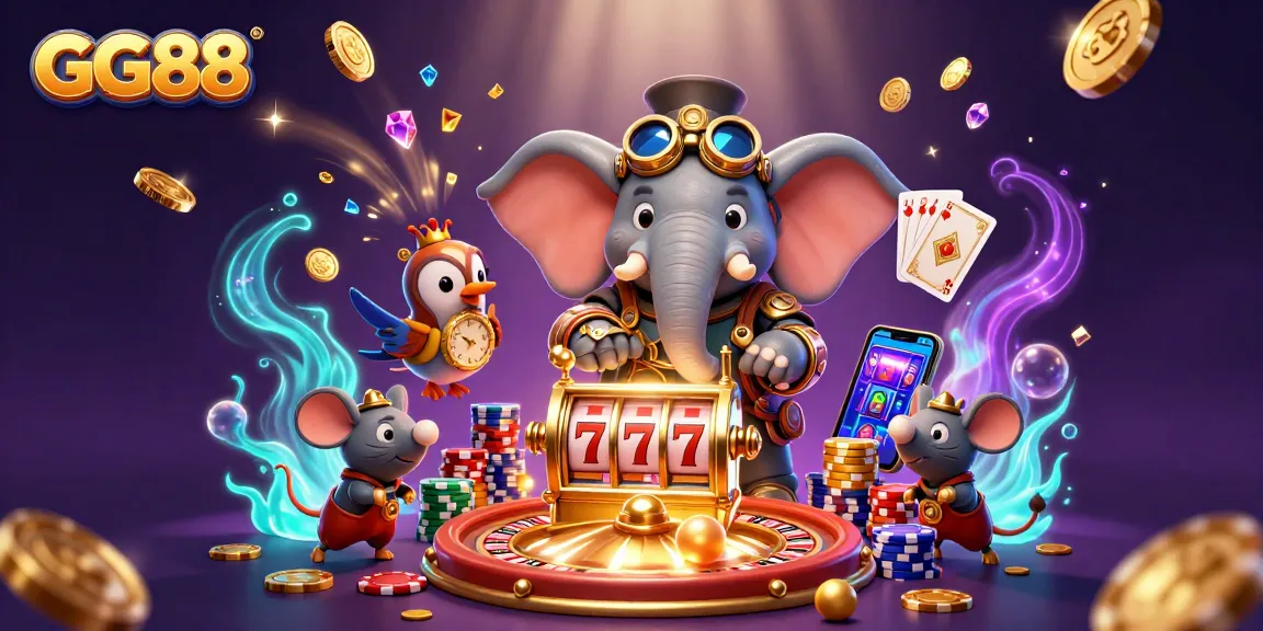 Engage with the GG88 gaming experience featuring unique characters and dynamic elements in an exciting casino scene.