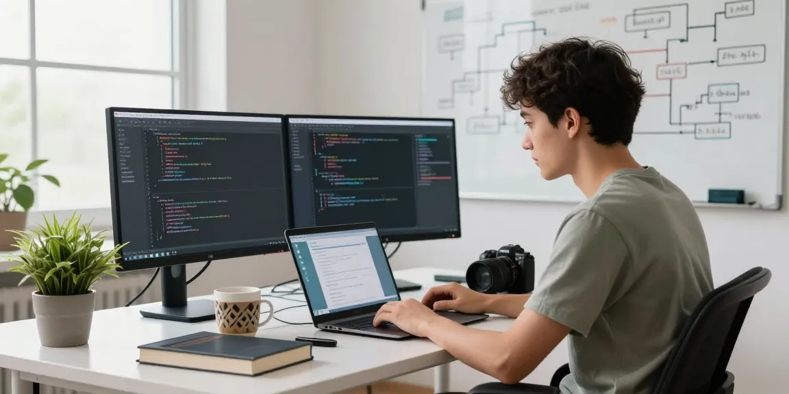 Engaged developer using WhatsApp電腦版 in a modern workspace, showcasing productivity and tech innovation.