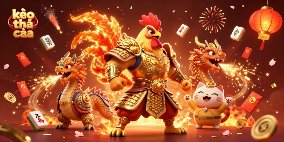 Engage with kèo nhà cái in this vibrant 3D illustration featuring fierce characters amid rich gambling symbols.