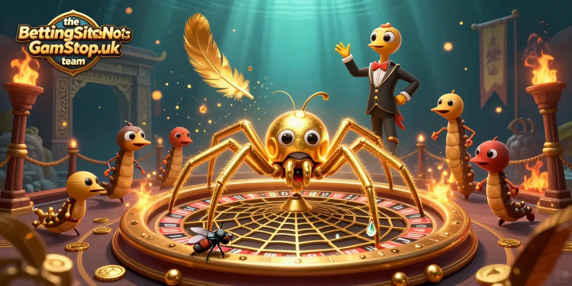 The BettingSitesNotOnGamStop.uk team engages in animated gambling adventures within a vibrant casino scene.