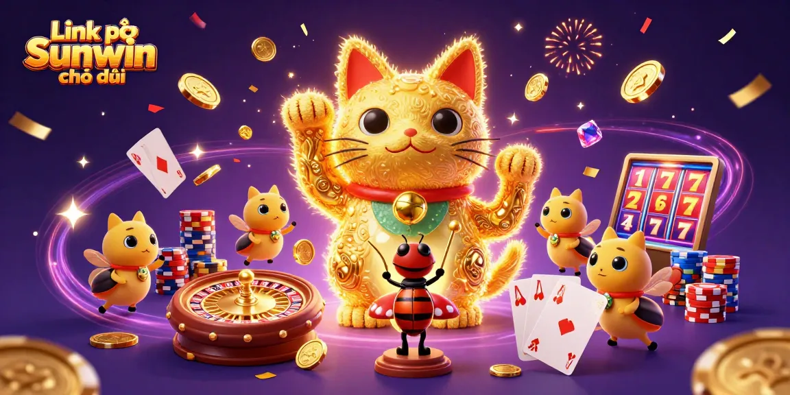 Experience Link vào Sunwin chính thức through this vibrant casino illustration with dynamic elements