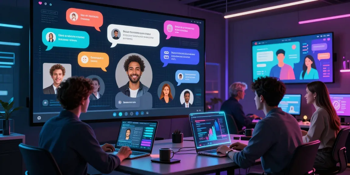Engaging virtual chat scene featuring ai porn chat avatars in a dynamic AI interface
