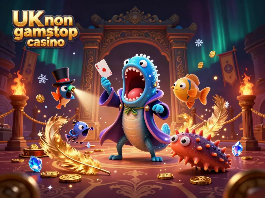 Engaging scene showcasing UK non gamstop casino characters performing magical card tricks in a vibrant underwater setting.