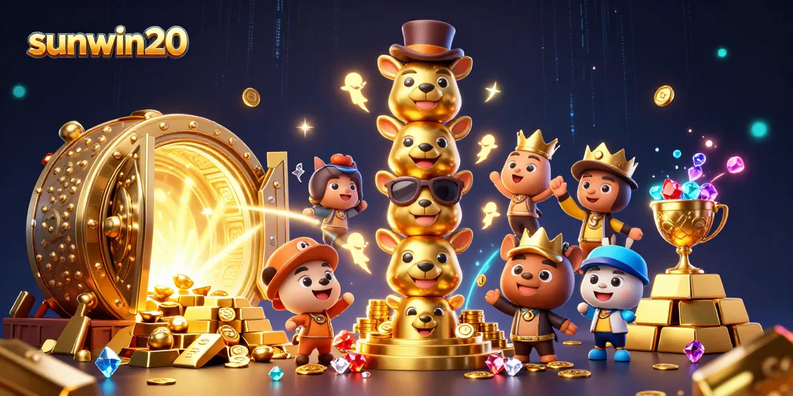 Experience the vibrant excitement of sunwin20 with a dynamic 3D casino scene bursting with energy and treasures.