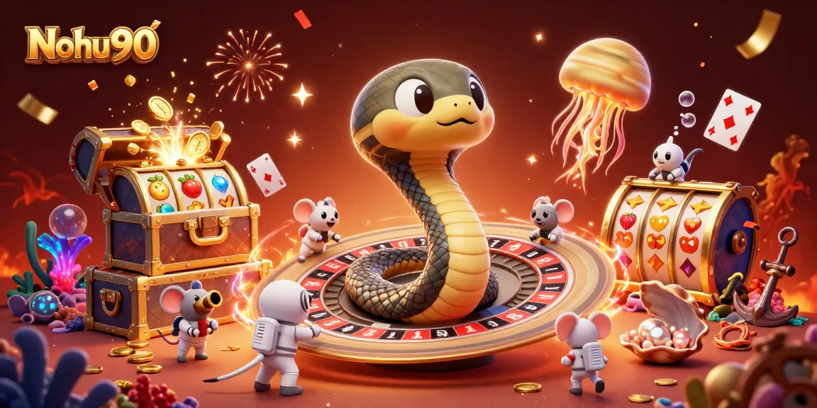 Nohu90 players enjoy vibrant slots and jackpot excitement with cosmic dealers in a thrilling casino scene