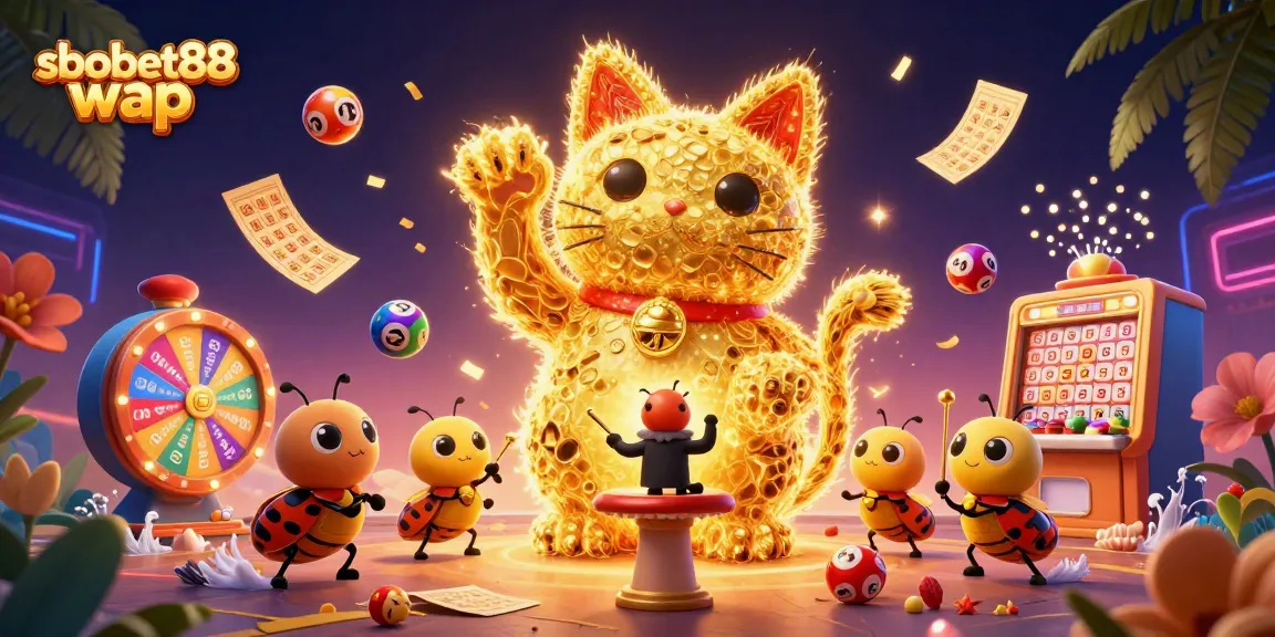 Bet and win with sbobet88 wap in a vibrant, energetic casino scene full of colorful gaming elements.